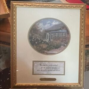 Thomas Kinkade Cottage Scene with Gold Frame